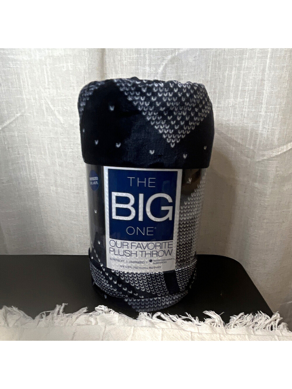 The Big One Our Favorite Plush Throw Blanket Oversized Hearts Navy 5ft x 6ft